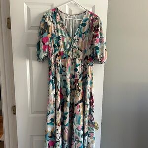 Boho floral midi dress xl